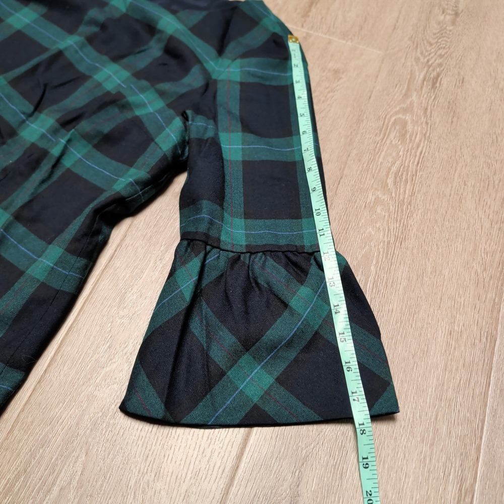 Talbots Plaid Sheath Dress Womens 16P Green Black‎ Excellent Bell Sleeve Lined - Picture 9 of 9